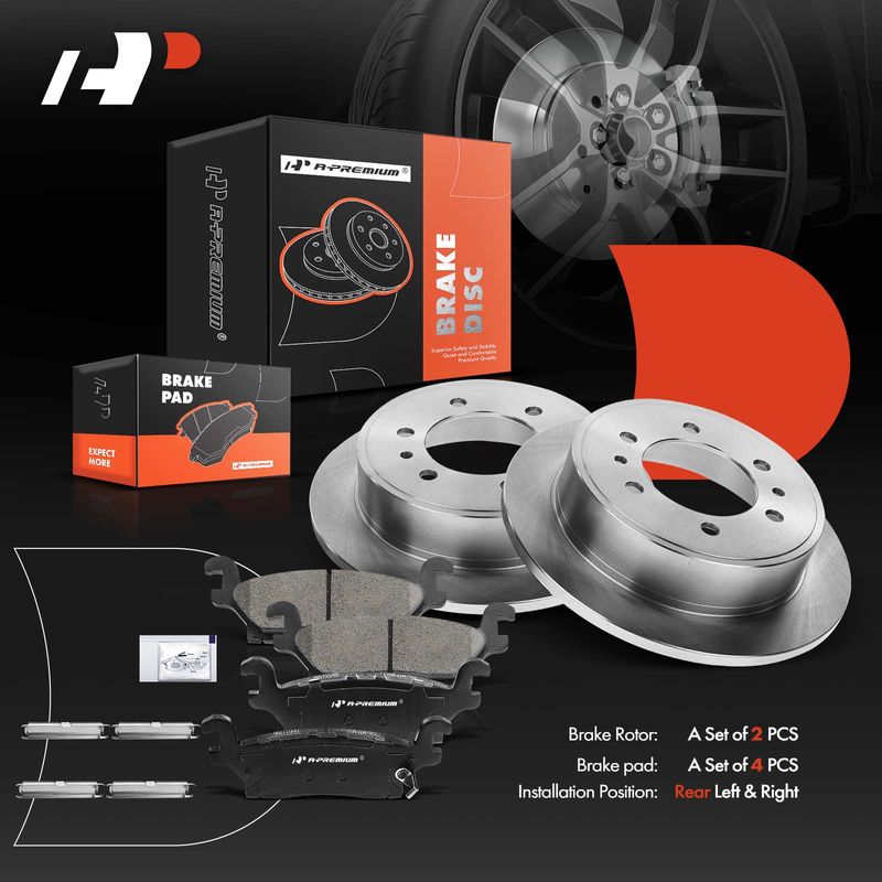 Rear Disc Brake Rotors & Ceramic Brake Pads for Hummer H3 06-10 H3T 09-10