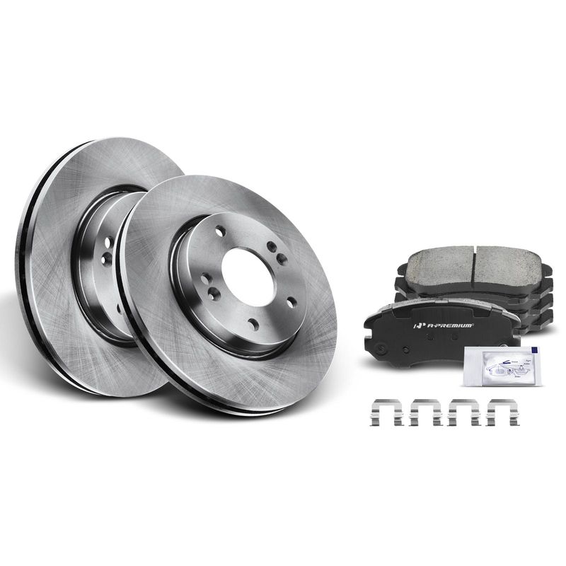 Front Disc Brake Rotors & Ceramic Brake Pads for Hyundai Elantra 07-10 2.0L