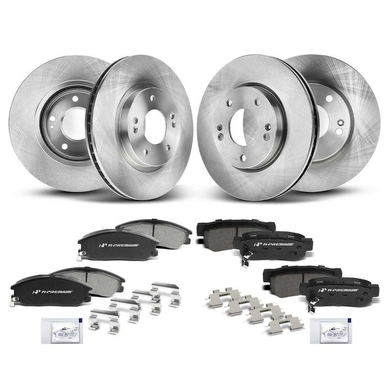 Front & Rear Disc Brake Rotors & Ceramic Brake Pads for Hyundai Santa Fe