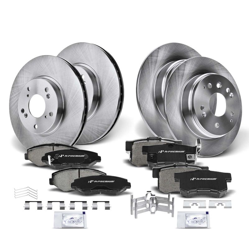 Front & Rear Disc Brake Rotors & Ceramic Brake Pads for Honda Element 03-11 2.4L