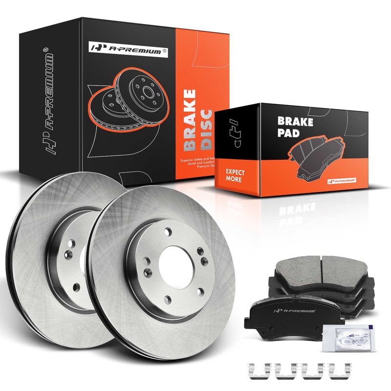 Front Disc Brake Rotors & Ceramic Brake Pads for Hyundai Elantra Veloster Kia