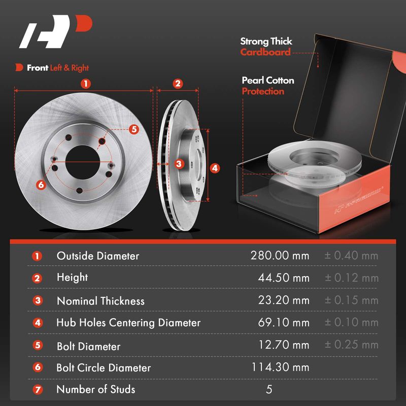 Front Disc Brake Rotors & Ceramic Brake Pads for Hyundai Elantra Veloster Kia