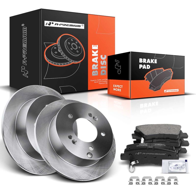 Rear Disc Brake Rotors & Ceramic Brake Pads for Hyundai Sonata 2008-2010 2.4L