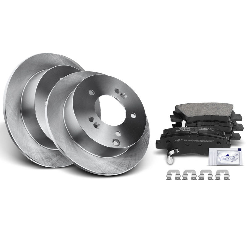 Rear Disc Brake Rotors & Ceramic Brake Pads for Hyundai Sonata 2008-2010 2.4L