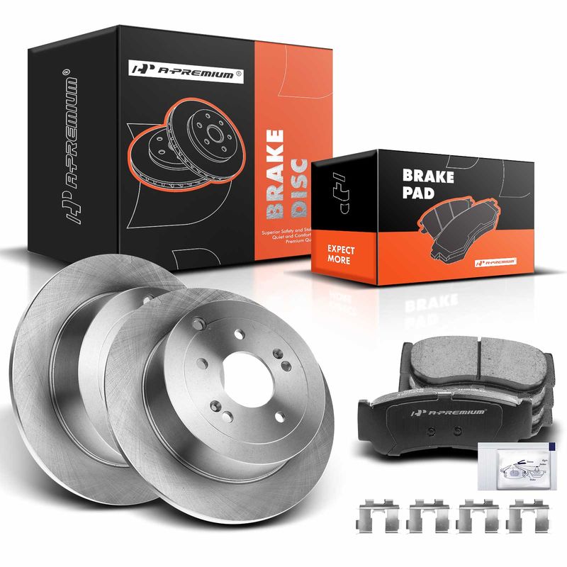 Rear Disc Brake Rotors & Ceramic Brake Pads for Hyundai Santa Fe 2007-2009