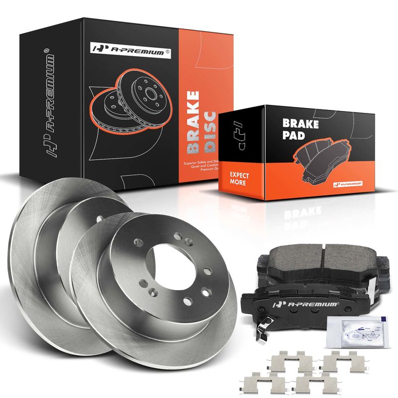 Rear Disc Brake Rotors & Ceramic Brake Pads for Hyundai Elantra 2007-2010