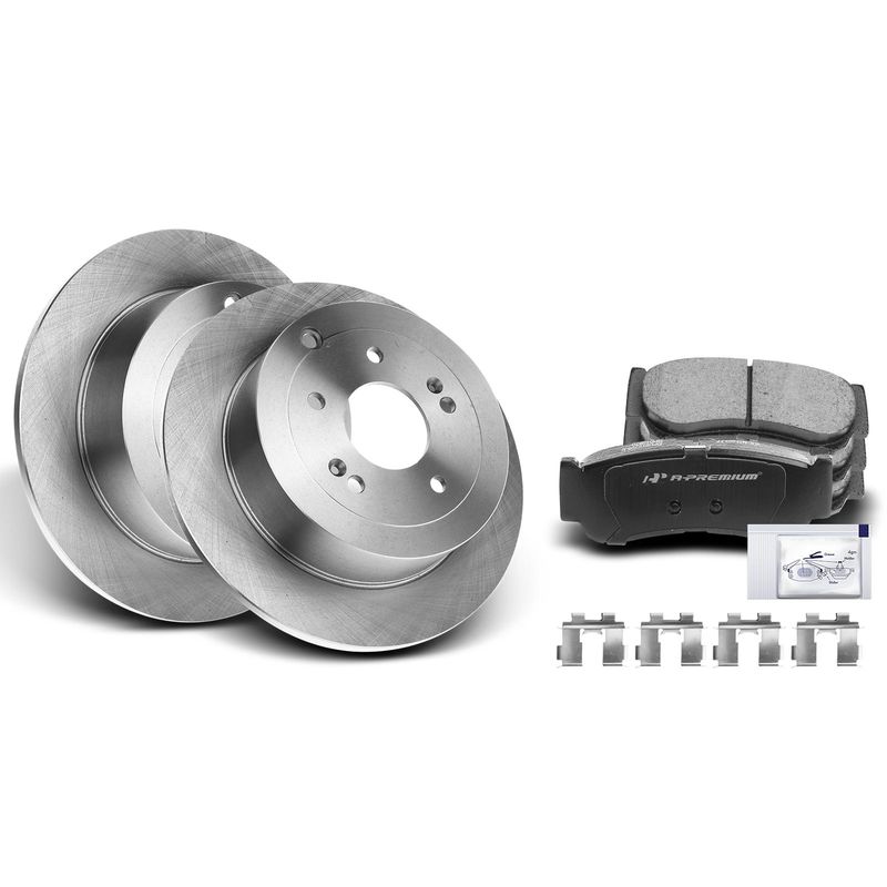 Rear Disc Brake Rotors & Ceramic Brake Pads for Hyundai Santa Fe 2007-2009