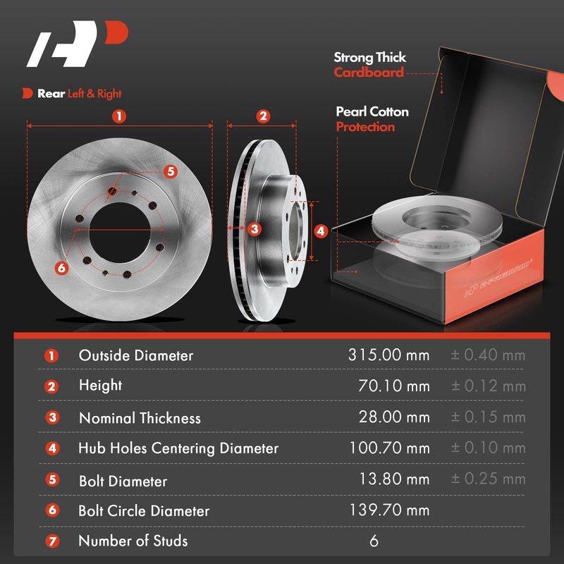 Front Disc Brake Rotors & Ceramic Brake Pads for Hummer H3 2006-2010