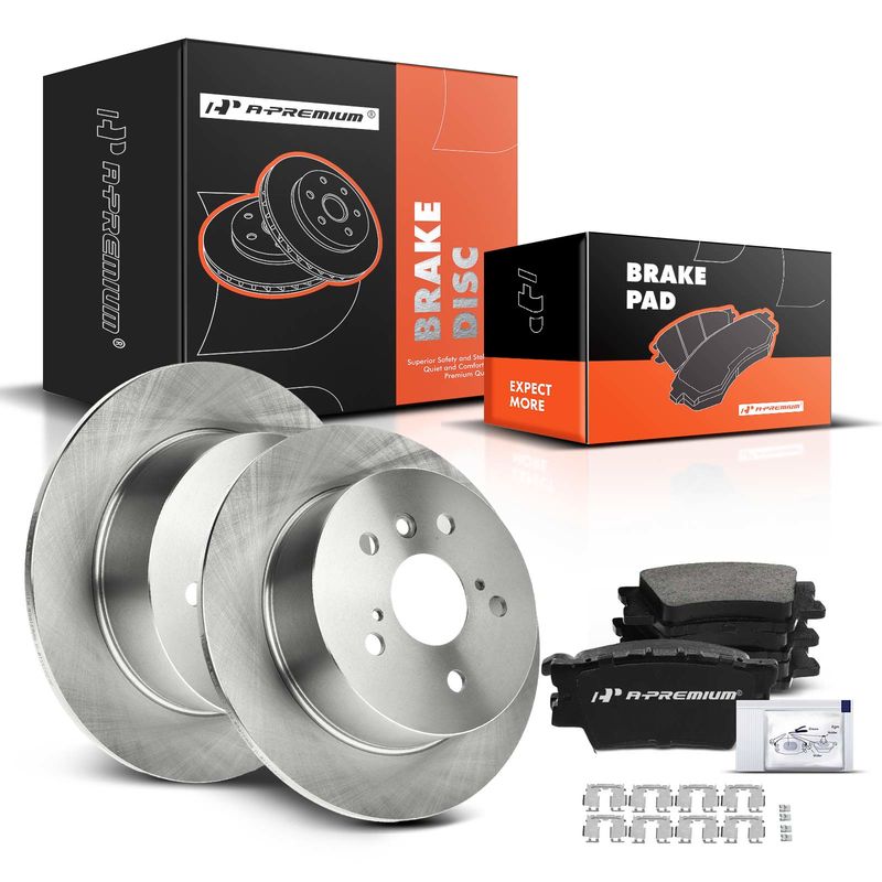 Rear Disc Brake Rotors & Ceramic Brake Pads for Toyota Camry 12-17 Avalon Lexus ES350