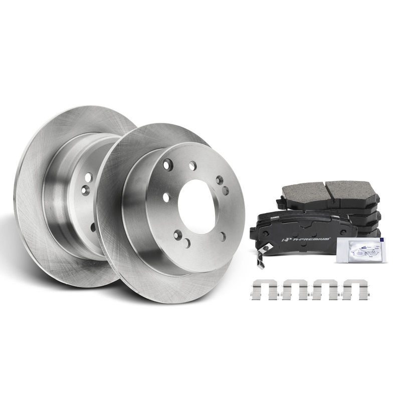 Rear Disc Brake Rotors & Ceramic Brake Pads for Hyundai Elantra 11-12 Tucson Kia