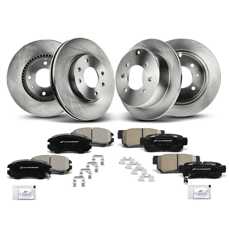 Front & Rear Disc Brake Rotors & Ceramic Brake Pads for Hyundai Sonata Kia