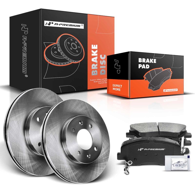 Front Disc Brake Rotors & Ceramic Brake Pads for Hyundai Accent Kia Rio 12-17