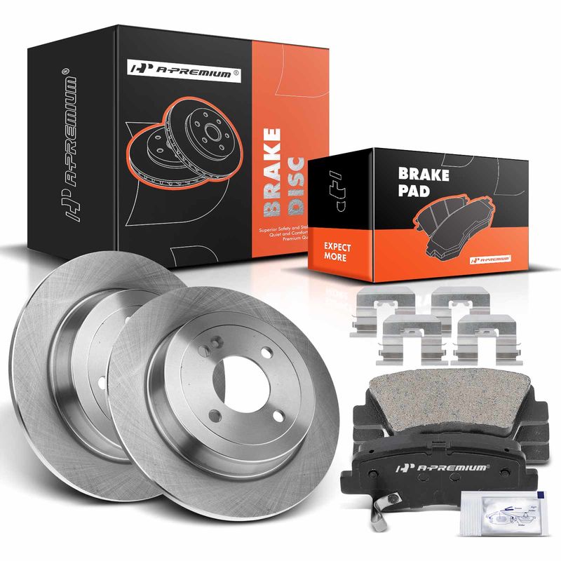 Rear Disc Brake Rotors & Ceramic Brake Pads for Hyundai Accent Kia Rio 2012-2017
