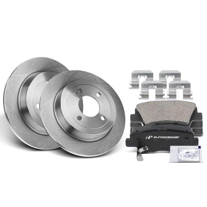 Rear Disc Brake Rotors & Ceramic Brake Pads for Hyundai Accent Kia Rio 2012-2017