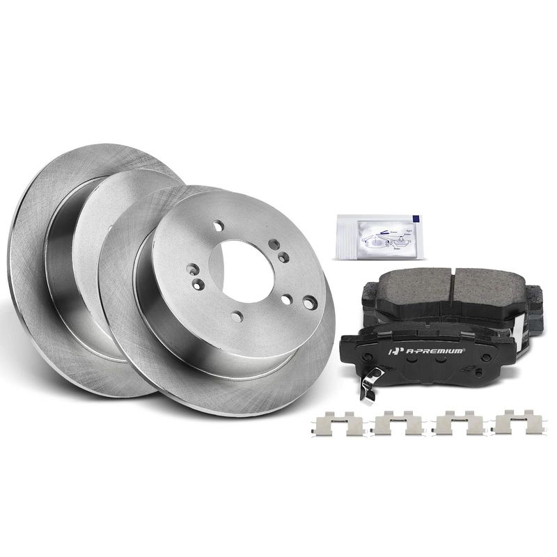 Rear Disc Brake Rotors & Ceramic Brake Pads for Hyundai Santa Fe 2001-2006 Kia
