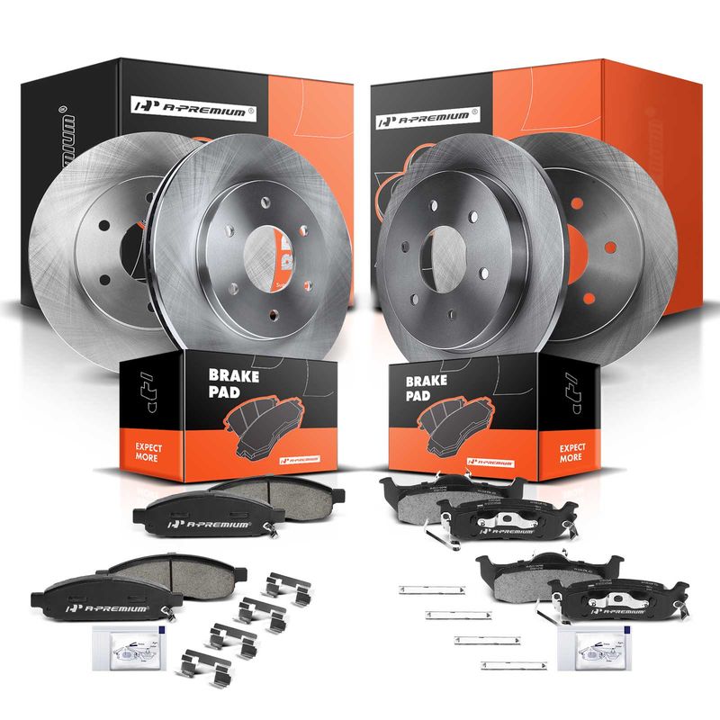 Front & Rear Disc Brake Rotors & Ceramic Brake Pads for INFINITI QX56 Nissan