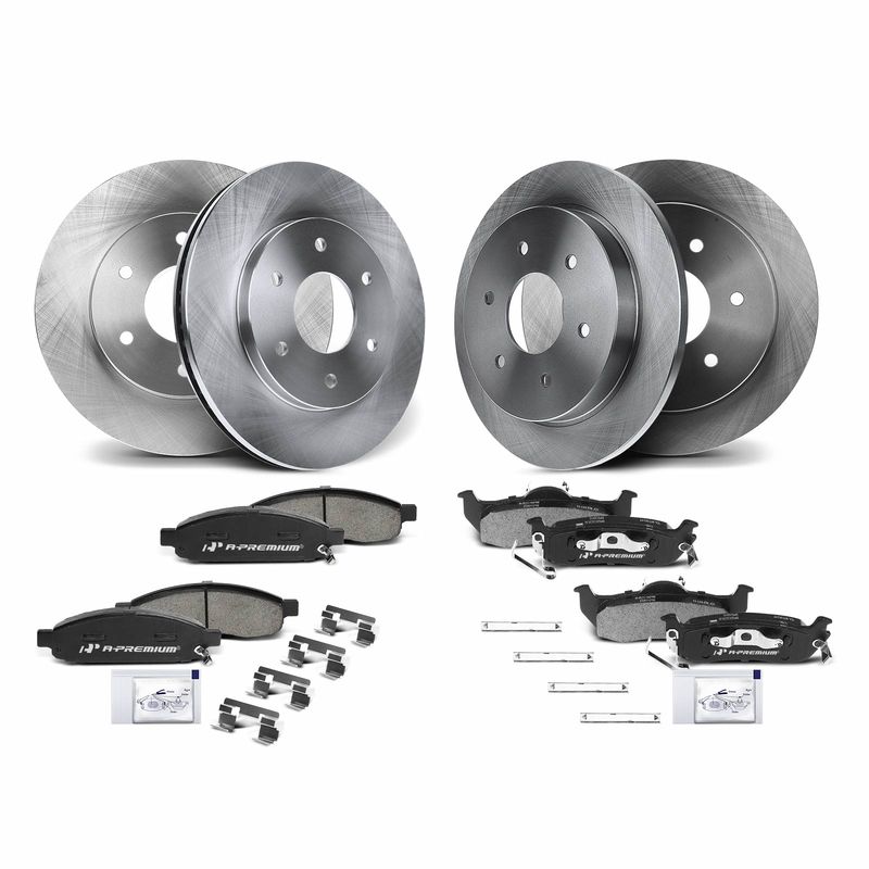 Front & Rear Disc Brake Rotors & Ceramic Brake Pads for INFINITI QX56 Nissan