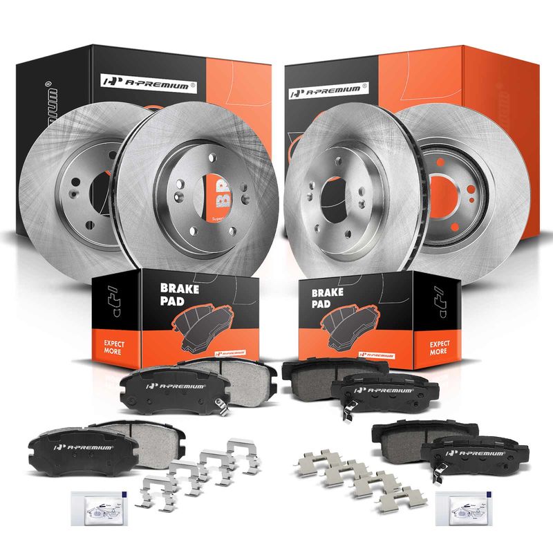 Front & Rear Disc Brake Rotors & Ceramic Brake Pads for Hyundai Tucson Kia 4WD
