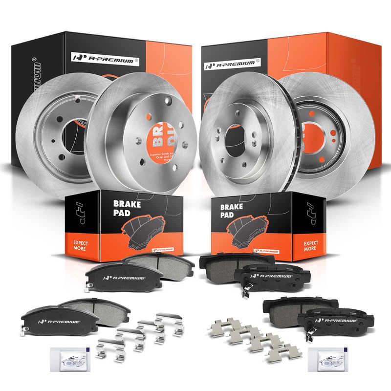 Front & Rear Disc Brake Rotors & Ceramic Brake Pads for Hyundai Santa Fe 01-06