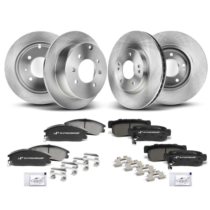 Front & Rear Disc Brake Rotors & Ceramic Brake Pads for Hyundai Santa Fe 01-06