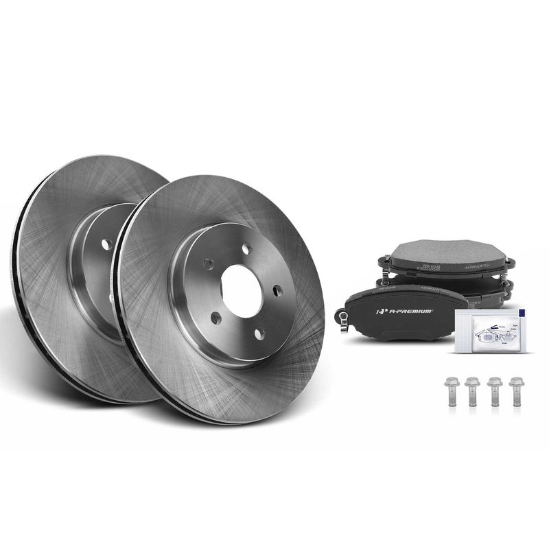 Front Disc Brake Rotors & Ceramic Brake Pads for Jaguar X-Type 02-08 2.5L 3.0L