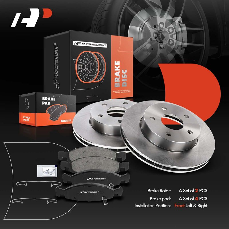 Front Disc Brake Rotors & Ceramic Brake Pads for Jeep Grand Cherokee 1999-2002
