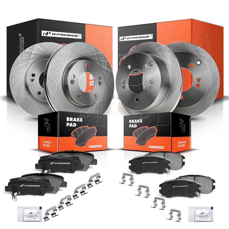 Front & Rear Disc Brake Rotors & Ceramic Brake Pads for Hyundai Sonata 08-09