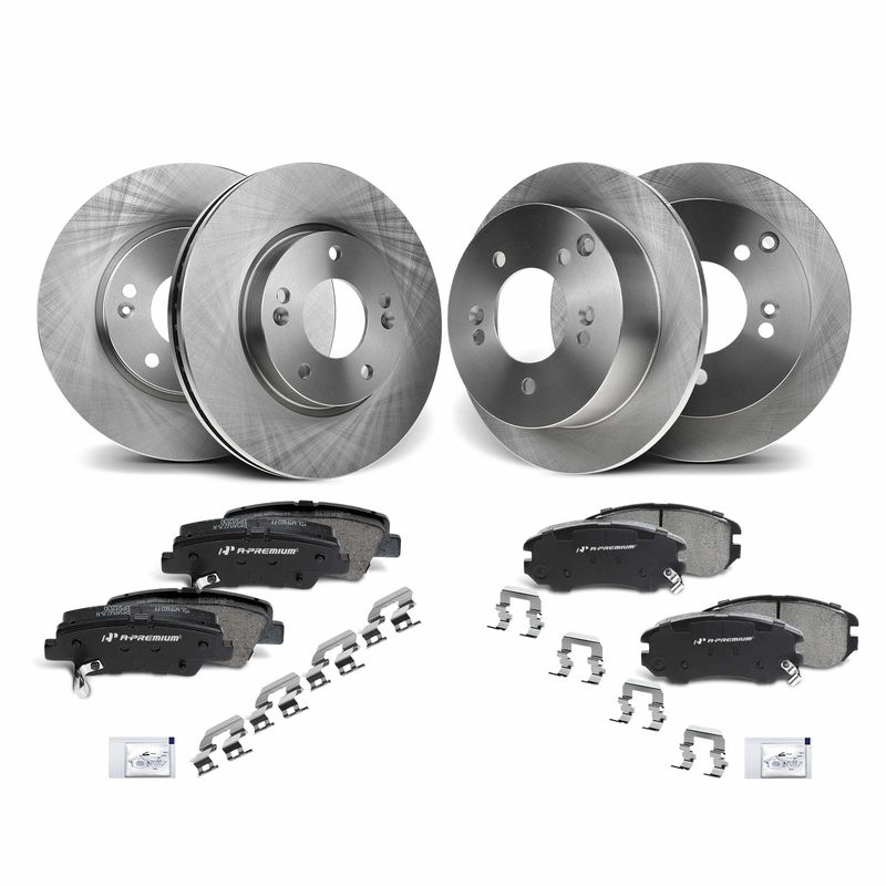 Front & Rear Disc Brake Rotors & Ceramic Brake Pads for Hyundai Sonata 08-09