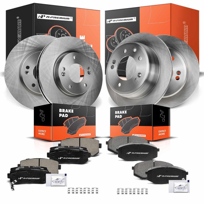 Front & Rear Disc Brake Rotors & Ceramic Brake Pads for Hyundai Tucson 10-11 Kia
