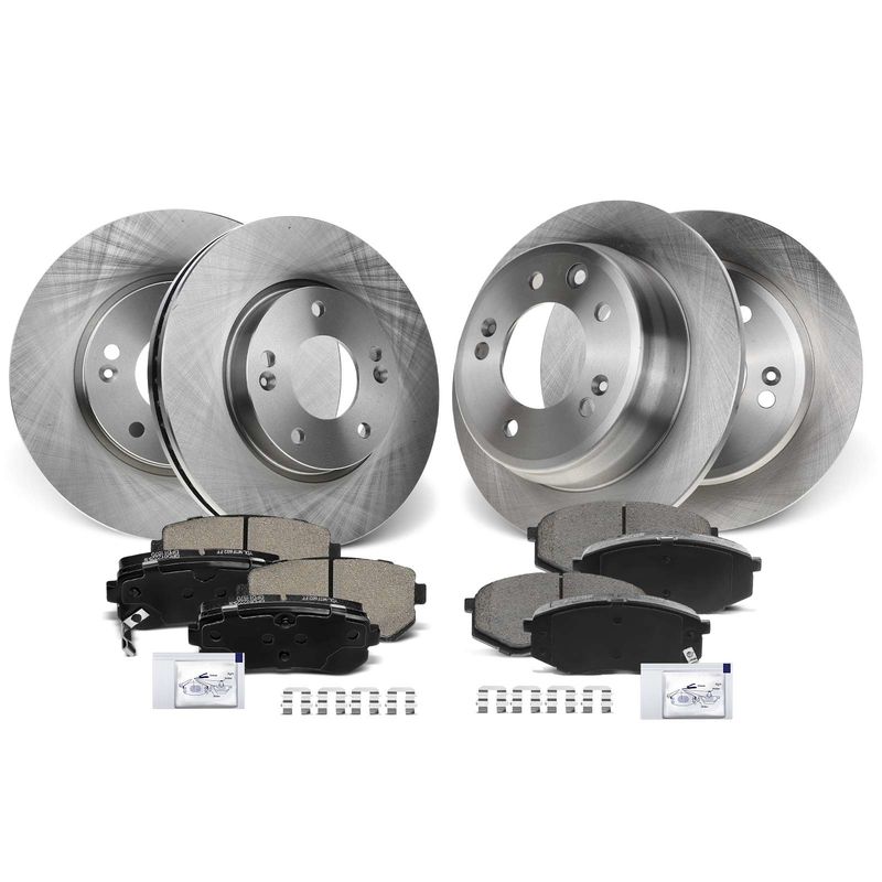 Front & Rear Disc Brake Rotors & Ceramic Brake Pads for Hyundai Tucson 10-11 Kia