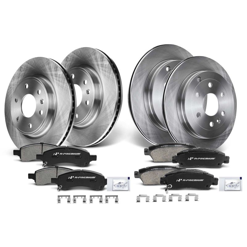 Front & Rear Disc Brake Rotors & Ceramic Brake Pads for Chevrolet Traverse Buick