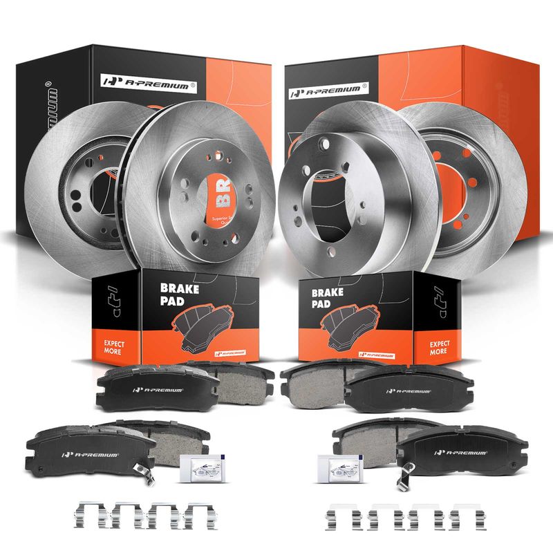 Front & Rear Disc Brake Rotors & Ceramic Brake Pads for Chrysler Sebring Dodge