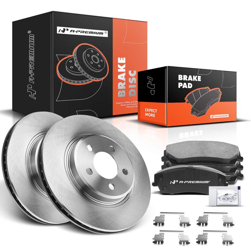 Front Disc Brake Rotors & Ceramic Brake Pads for Chrysler 300 Dodge Challenger