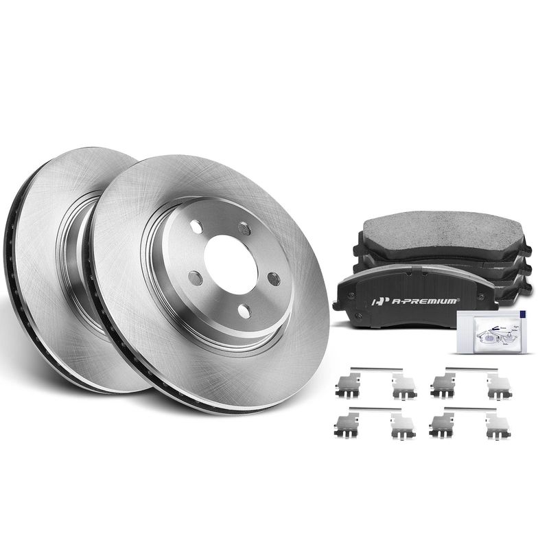 Front Disc Brake Rotors & Ceramic Brake Pads for Chrysler 300 Dodge Challenger