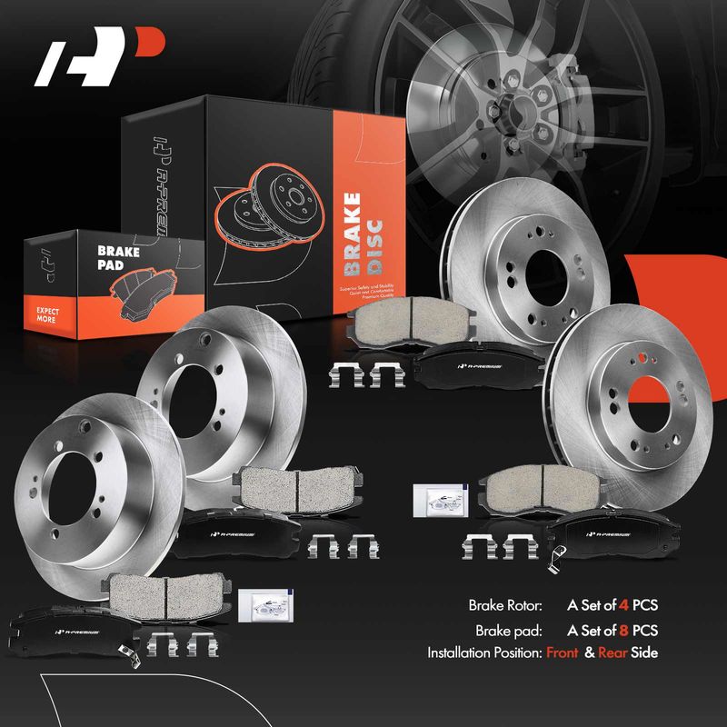 Front & Rear Disc Brake Rotors & Ceramic Brake Pads for Chrysler Sebring Dodge