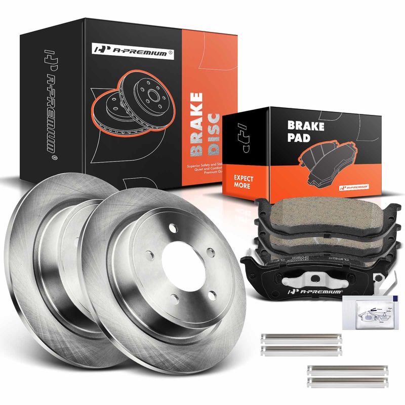 Rear Disc Brake Rotors & Ceramic Brake Pads for Chrysler Pacifica 2004-2008