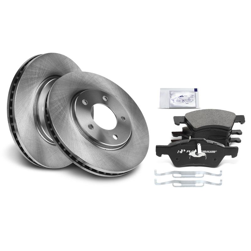 Front Disc Brake Rotors & Ceramic Brake Pads for Chrysler Town & Country 01-07