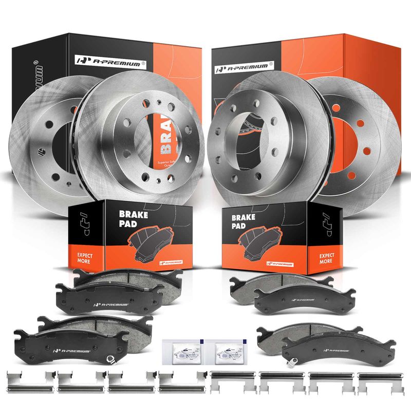 Front & Rear Disc Brake Rotors & Ceramic Brake Pads for Chevrolet Silverado 2500
