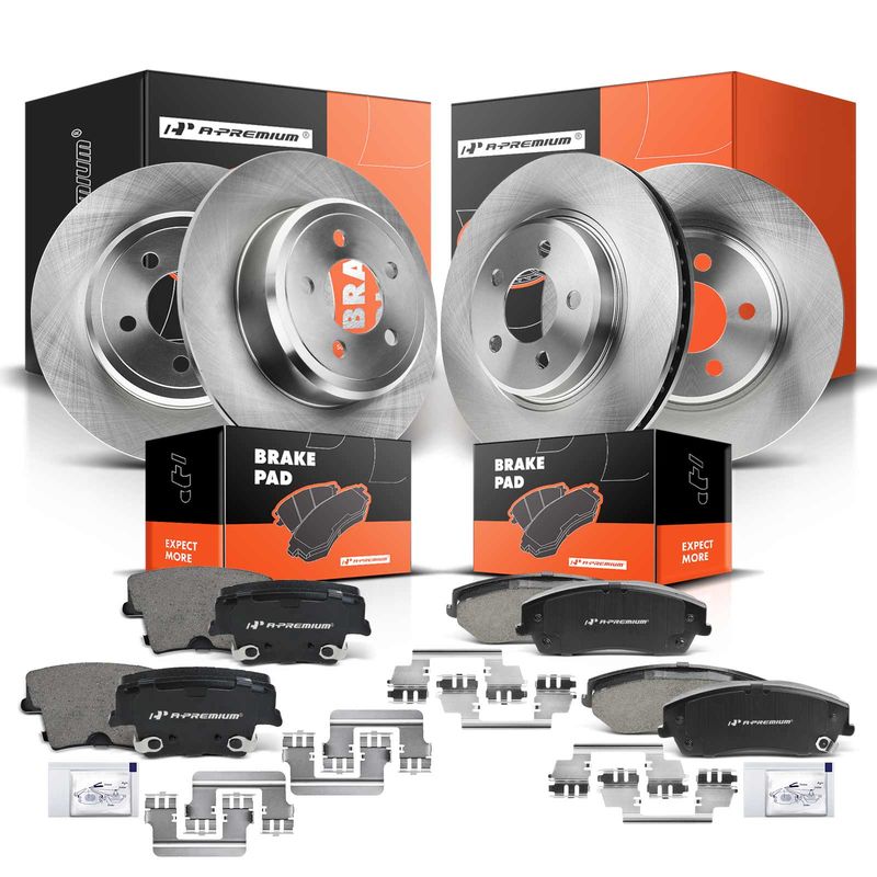 Front & Rear Disc Brake Rotors & Ceramic Brake Pads for Chrysler 300 Dodge