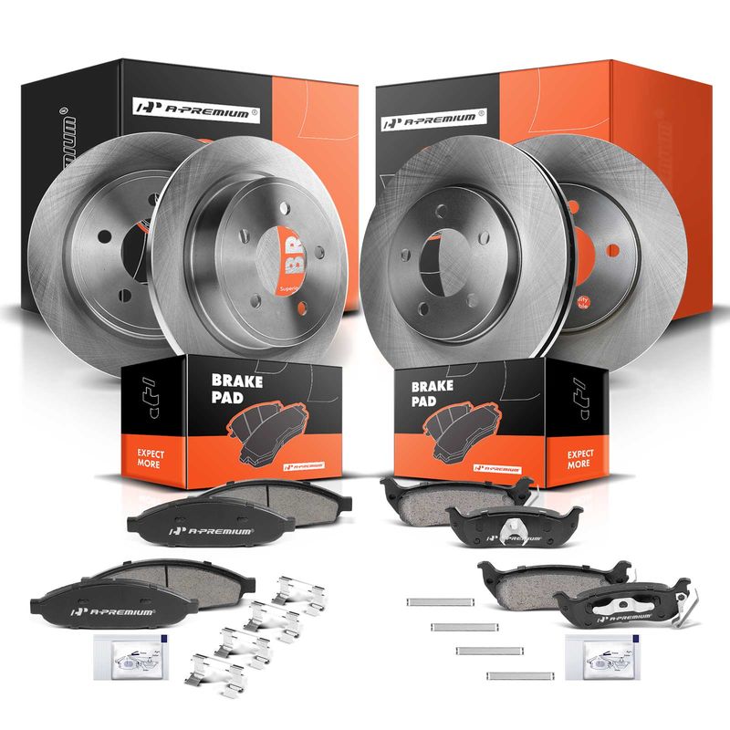 Front & Rear Disc Brake Rotors & Ceramic Brake Pads for Chrysler Pacifica 04-08