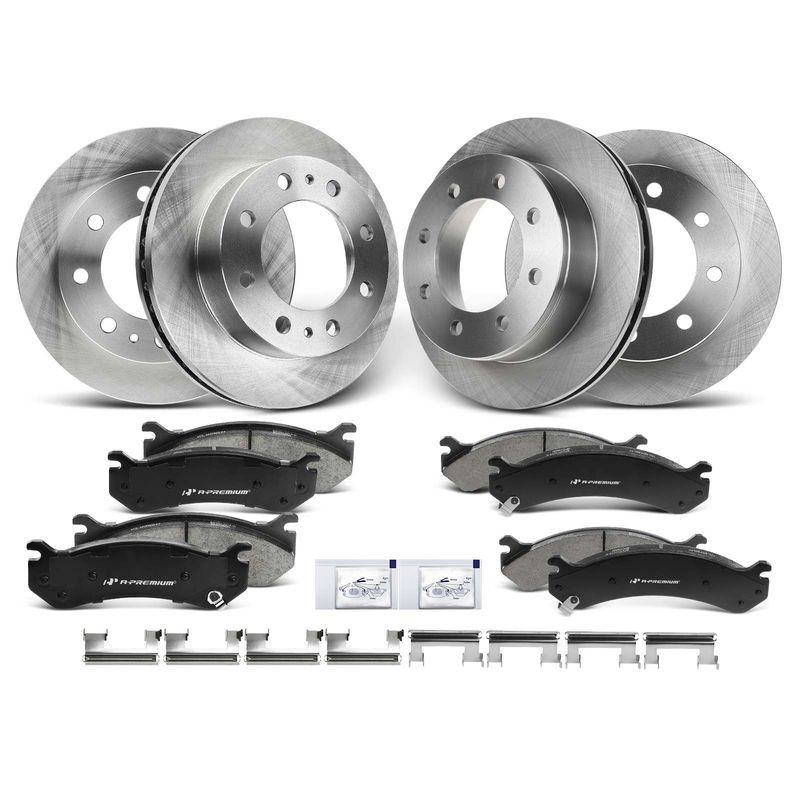 Front & Rear Disc Brake Rotors & Ceramic Brake Pads for Chevrolet Silverado 2500