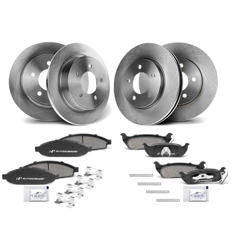 Front & Rear Disc Brake Rotors & Ceramic Brake Pads for Chrysler Pacifica 04-08