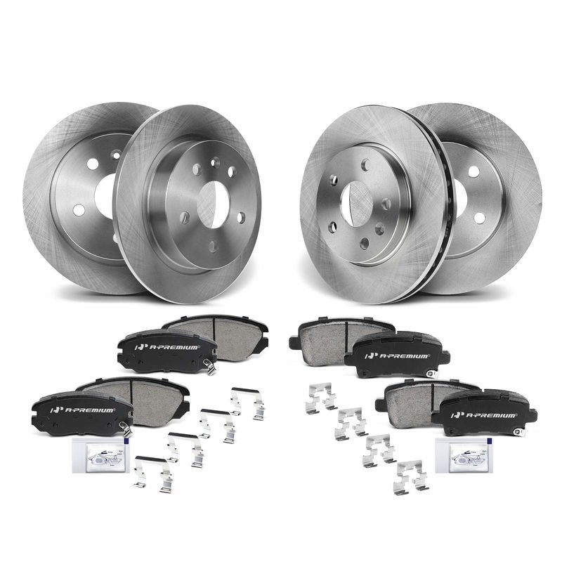 Front & Rear Disc Brake Rotors & Ceramic Brake Pads for Chevrolet Malibu Buick