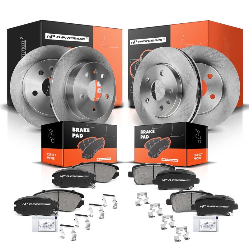 Front & Rear Disc Brake Rotors & Ceramic Brake Pads for Chevrolet Malibu Buick