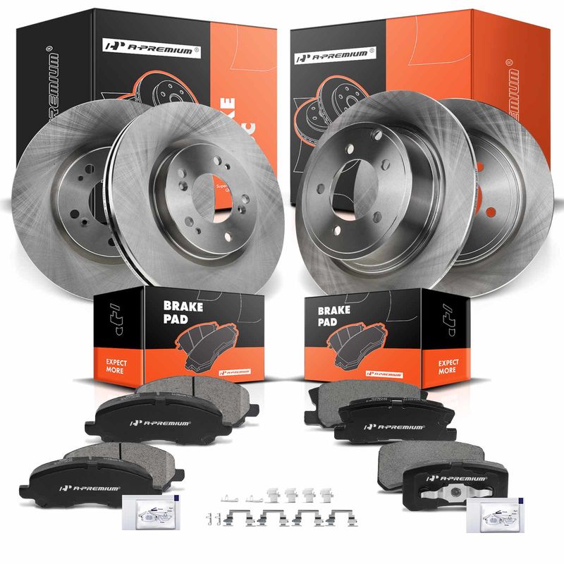 Front & Rear Disc Brake Rotors & Ceramic Brake Pads for Chrysler 200 Jeep