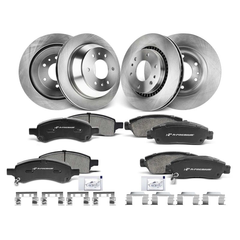 Front & Rear Disc Brake Rotors & Ceramic Brake Pads for GMC Envoy Chevrolet