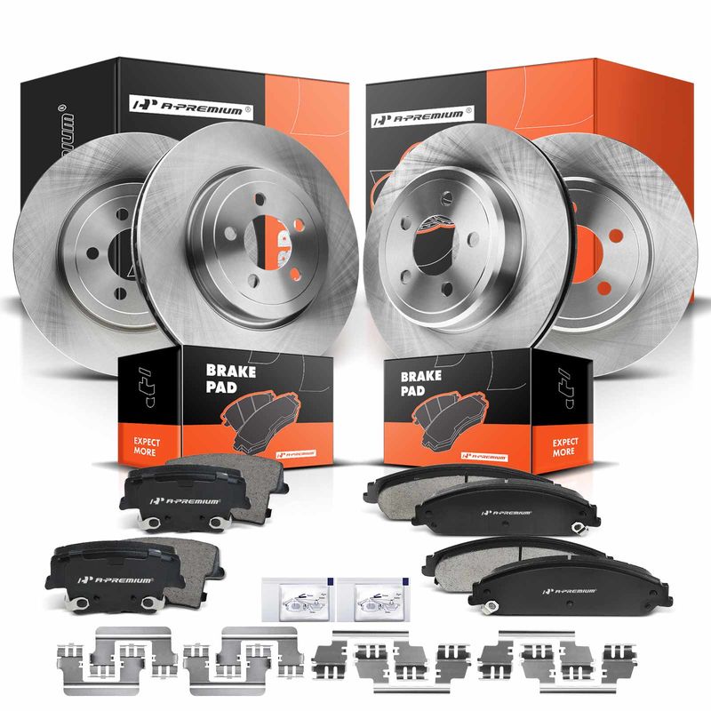 Front & Rear Disc Brake Rotors & Ceramic Brake Pads for Chrysler 300 2005-2020