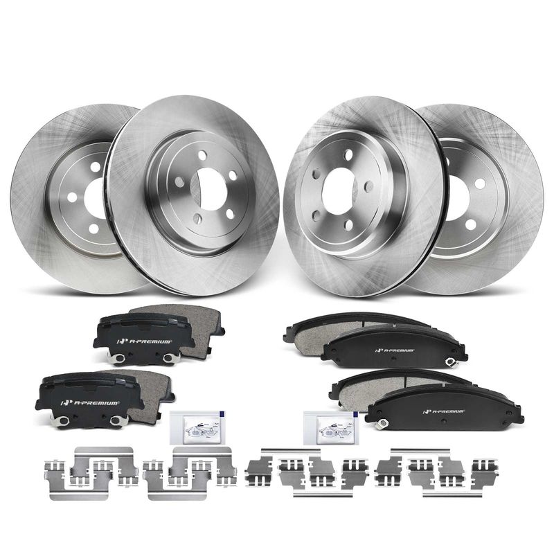 Front & Rear Disc Brake Rotors & Ceramic Brake Pads for Chrysler 300 2005-2020