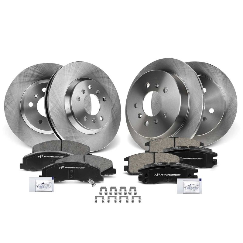 Front & Rear Disc Brake Rotors & Ceramic Brake Pads for Chevrolet Impala 06-10