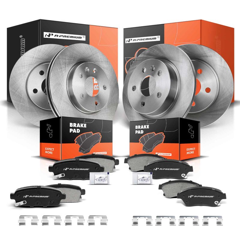 Front & Rear Disc Brake Rotors & Ceramic Brake Pads for Chevrolet Cruze 11-16